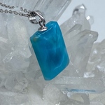 ラリマーのシンプルネックレス（レクタングル）