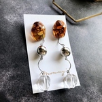 べっ甲　silver×clear 大ぶりピアス・イヤリング