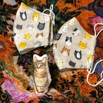 接触冷感 🐧★ ＵＶカット 生地使用！  ねこ 😻 大人 サイズ 猫 洗えるマスク ますく 〈大人 M サイズ相当〉 猫柄 ◆ 立体 マスク ◆