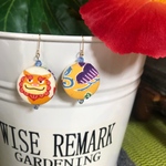 リバーシブル紅型シーサーピアス