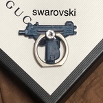 スワロフスキー つき　バンカーリング スマホリング 拳銃　鉄砲