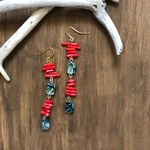 stay beachy　＃7（アバロンシェルと赤サンゴのピアス）