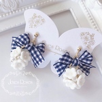 White bouquets イヤリング・ピアス(ギンガムチェックリボン)