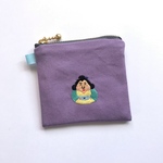刺繍 ミニミニフラットピルポーチ お福さん