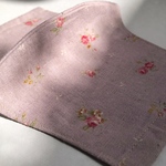 linen rose mask〈purple〉   【おしゃれ　大人 立体 マスク カバー　夏　きれいめマスク　フィルターポケット 布マスク かわいい　花柄　ローズ　リネン　】