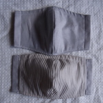 マスク　大人用　ライトグレー　グレー　ストライプ　ポケット