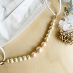 【再販】国産コットンパールとケシパール☆耳が痛くならない☆ブレスレットにもなるマスク留め☆シェルピンク☆