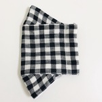 舟型マスク　夏用リネンマスク/黒チェック(ノーズワイヤー&フィルターポケット付き)