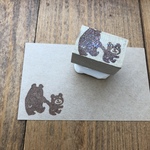 手紙のワンポイントに☆　クマ親子の振り向きハンコ