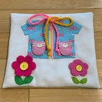 〈再販〉手作り・布・よくばり知育玩具・水色・ハート・お花