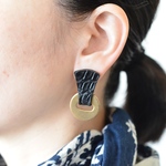 【レザーピアス 】Coin ~crocodile~〝black〟