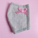 立体マスク　子供用　布マスク　ミント　ドット　リボン