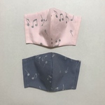 学生　大人女性用立体マスク　2枚セット ピンク音符&グレー音符　布マスク　セット　ピンク　グレー　大人　女性　音符　学生
