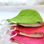 Japan linen リーフグリーンリネンマスク　レディースサイズ