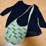ミナペルホネン ran ran ran ベージュ×グリーン　ドロップショルダーバッグ