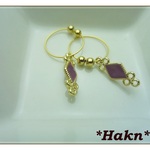 *Hakn***　ダイヤカット（紫色）★フープイヤリング