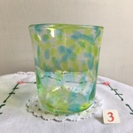 吹きガラス　薄い水色&若草色　タンブラー　泡入り　3