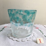 吹きガラス　薄い水色　そば猪口　カップ　泡入り　1