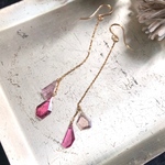 k14gf*スライスピンクトルマリン*ロングフックピアス／イヤリング
