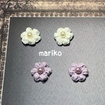【再販】レース糸で編んだお花のイヤリング  or ピアス【ホワイト・ラベンダー】