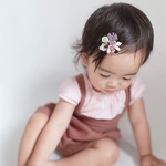 パンジーとラベンダーカラー小花のミニヘアクリップ