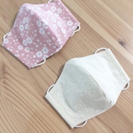 大人用布マスク 立体 2枚1セット ナチュラル小花ホワイト&ミルキィピンクフラワー