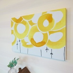 【アウトレット品】イエローサークルのファブリックパネル  横長 45cm×30cm 