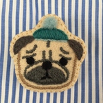 パグ刺繍ブローチ