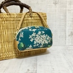 liberty＊持ち手が着くポーチ【アーカイブライラック＊ディープブルー＆ホワイト】リバティ ラミネート