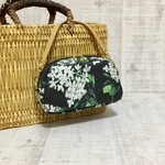 liberty＊持ち手が着くポーチ【アーカイブライラック＊ブラック】リバティ ラミネート