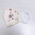 ダブルガーゼ使用 立体マスク(花柄紫)