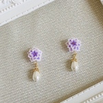 万華鏡紫陽花イヤリング／ピアス（ラベンダー）