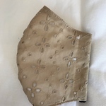 ハンドメイド　夏マスク　ベージュ　木綿レース