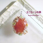 インカローズペンダント（ワイヤージュエリー☆ワイヤーアクセサリー☆ワイヤーラッピング天然石ネックレス）
