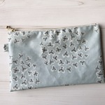【nさまご確認品】仕切り付きポーチ（18）＆ポケットティッシュケースW サークルフラワー　ブルー