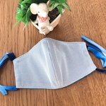 夏向けブルー💙ニット生地マスク リボン柄