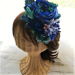 ブルーローズと紫陽花のヘッドドレス＆ブトニアセット