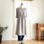  ◎体型カバー◎(*^ーﾟ)b ｸﾞｯｼﾞｮﾌﾞ☆リネンナチュラルワンピース♪グレージュ