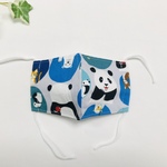即納】パンダ  2〜3歳用 男の子 キッズ マスク サラッとした布製 立体 フィット マスク