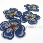 フラワー刺繡パーツ (Navy/ネイビー) ４個セット