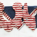 ○わけありです○いろいろスタイのセット　　ダブルガーゼ　ネーム入り　名入　出産祝い　スタイ　もくもく　バンダナ　人形　男の子　防水　祝儀袋      マリン