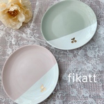 送料込み♡くすみカラーさくらんぼペアプレート♡ラウンド