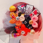 ☆花札☆卒業式☆成人式☆髪飾り☆ヘッドドレス☆チュール☆つまみ細工☆くるみボタン☆お祭り髪飾り☆よさこい☆お祭り髪飾り☆花火☆祭り☆扇子☆お花☆ウエディング☆髪飾り水引