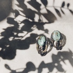 ◾️大人気‼︎再販3◾️ African turquoise×vintage gold  ワンポイント　ターコイズ　ヴィンテージ  個性的　レトロ ピアス　イヤリング　天然石　春　夏　アンティーク