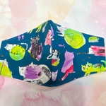 青地ねこさん・大人用マスク・立体マスク・ハンドメイド