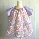 半袖スモック・ユニコーン🦄とスィーツ×薄紫ストライプ( 120size)