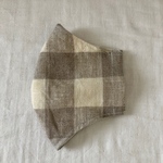 グレージュチェック リネン立体マスク ハンドメイド