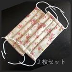 【２枚セット】🌹可憐な薔薇柄＊プリーツマスク＊ゴム付き♪