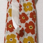 生成りオレンジ花BoXティッシュカバー