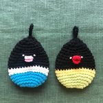 2個セット ボタンインコのエコたわし＊しずく型